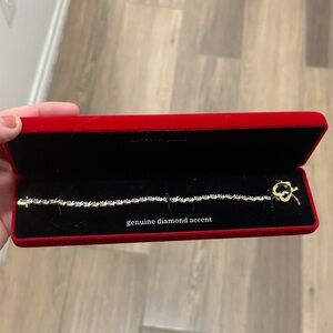 Gold and Silver Plated Tennis Bracelet with Diamond Accents